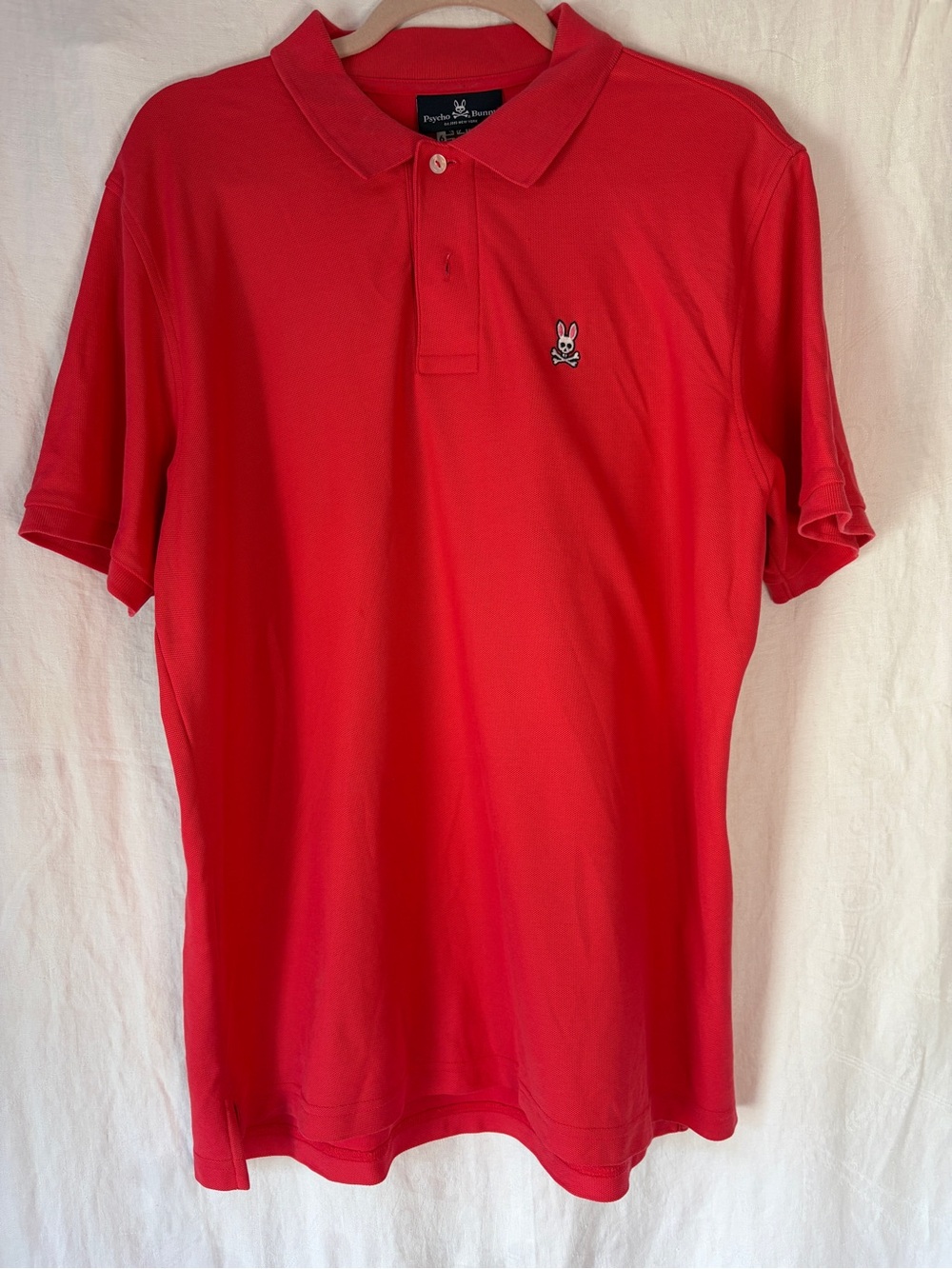 Psycho Bunny Coral/Red Polo Shirt with Signature Bunny Logo Size Large (6)